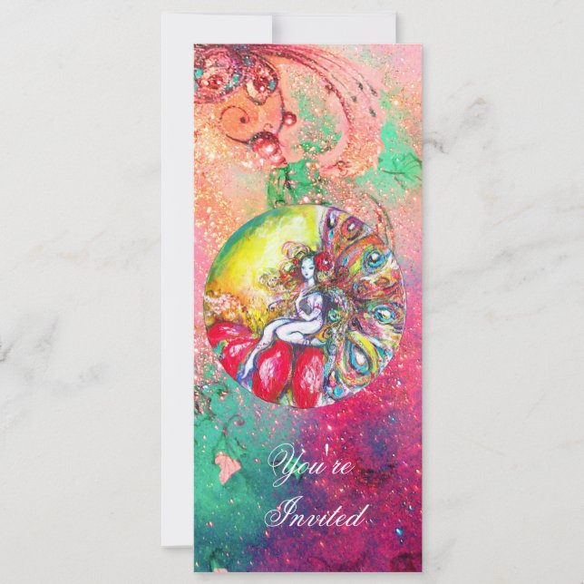 TITANIA ,pink yellow blue green red sparkles Invitation (Front)