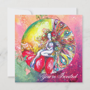 TITANIA , pink yellow  blue green red sparkles Invitation