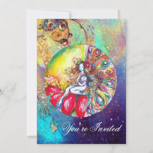 TITANIA ,pink yellow blue red sparkles Invitation