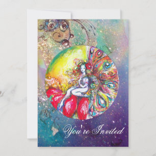 TITANIA ,pink yellow blue red sparkles Invitation