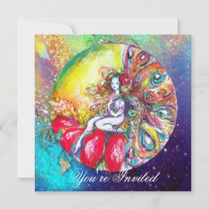 TITANIA ,pink yellow blue red sparkles Invitation