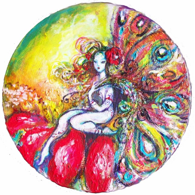 TITANIA SITTING ON A RED FLOWER STANDING PHOTO SCULPTURE (Front)