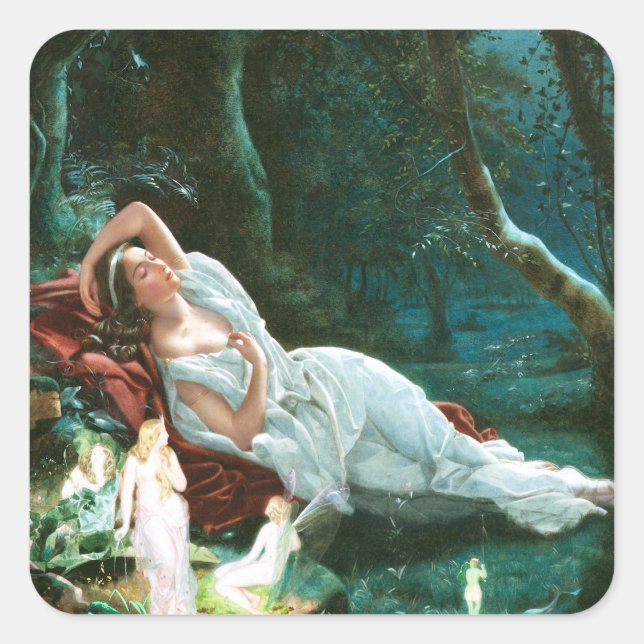 Titania Sleeping in the Moonlight - Simmons Art Square Sticker (Front)