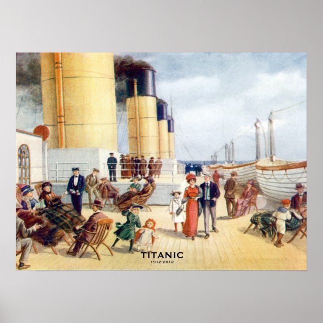 Titanic 100th Anniversary color Boat Deck Image Poster (Front)