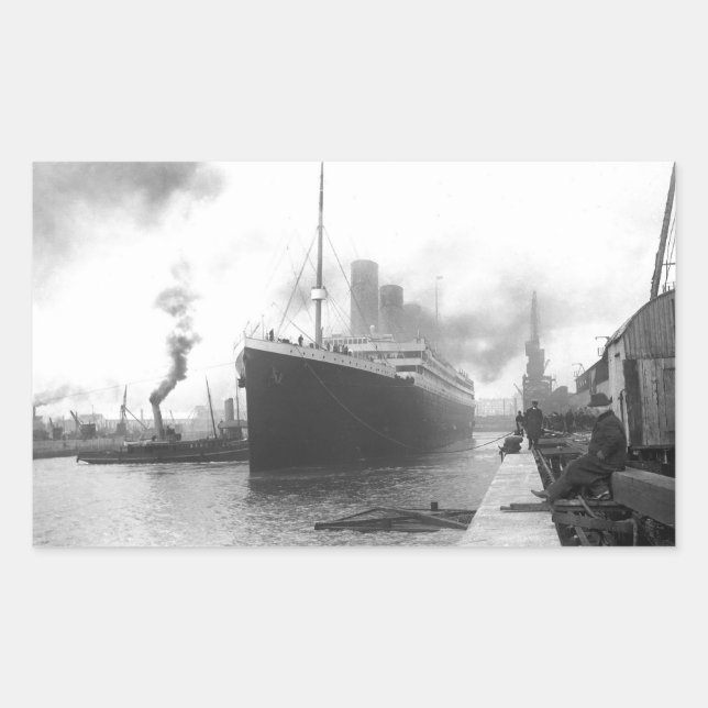 Titanic at the docks of Southampton Rectangular Sticker (Front)