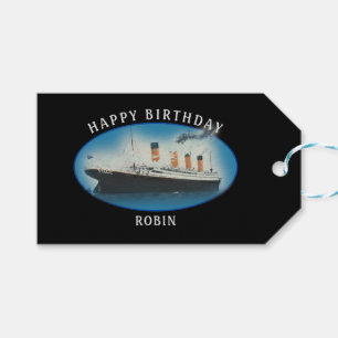 Titanic Birthday Black RMS White Star Line Ship Gift Tags
