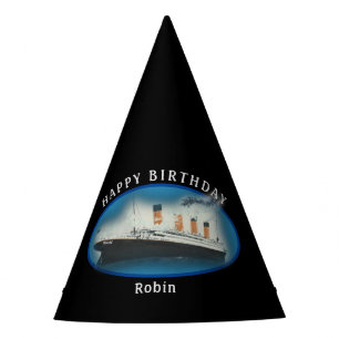 Titanic Birthday Black RMS White Star Line Ship Party Hat