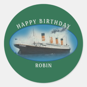 Titanic Birthday Green RMS White Star Line Ship Classic Round Sticker