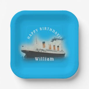 Titanic Birthday Square Ship Paper Plate
