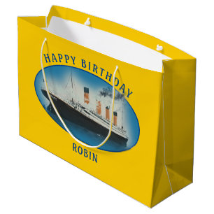 Titanic Birthday Yellow RMS White Star Line Ship S Large Gift Bag