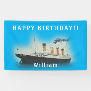 Titanic Blue Birthday White Star Line Ship Banner