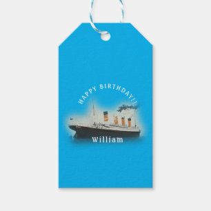 Titanic Blue Birthday White Star Line Ship Gift Tags