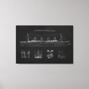 Titanic Blueprint Patent Poster Art Canvas Print