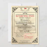 Titanic Boarding Pass Invitation | Zazzle