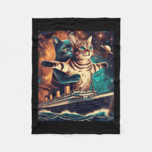 Titanic Cats Funny Tee  Fleece Blanket