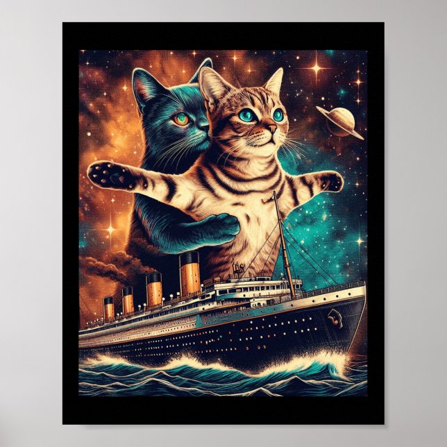 Titanic Cats Funny Tee  Poster (Front)