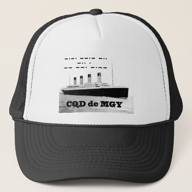 Titanic CQD de MGY Wireless Distress Signal Trucker Hat (Front)