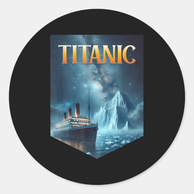 Titanic Cruise Ship Iceberg 1912 Rms Voyage Men Wo Classic Round Sticker (Front)