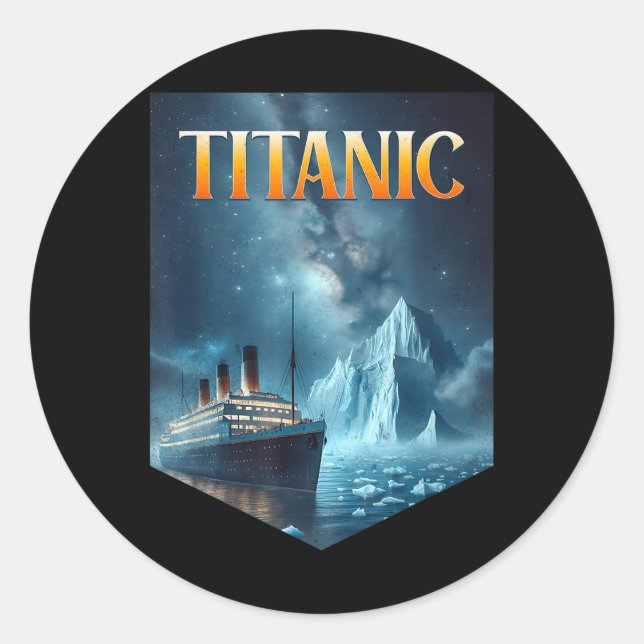 Titanic Cruise Ship Iceberg 1912 Rms Voyage Men Wo Classic Round Sticker (Front)