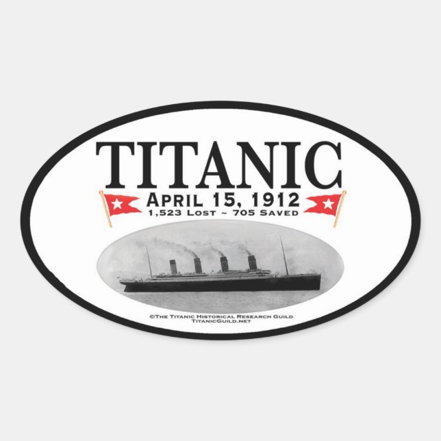 Titanic Ghost Ship Oval Stickers (black border) (Front)