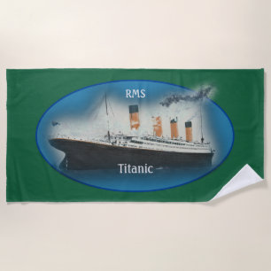 Titanic Green Maritime White Star Line Ship Beach Towel