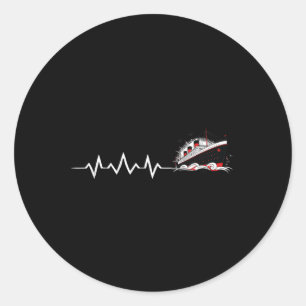 Titanic Heartbeat Minimalist Vintage Cruise Ship M Classic Round Sticker