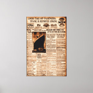 Titanic Is Reported Sinking Sepia Vintage Maritime Canvas Print