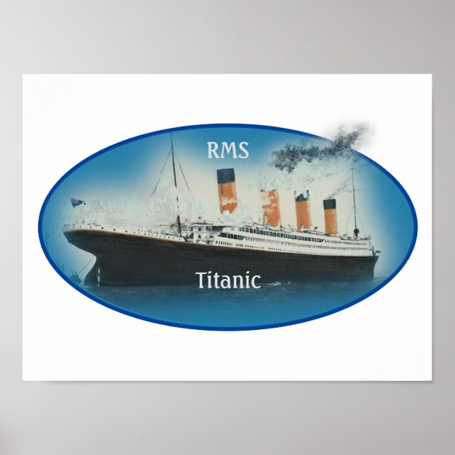 Titanic Maritime Blue White Star Line Ship Poster (Front)