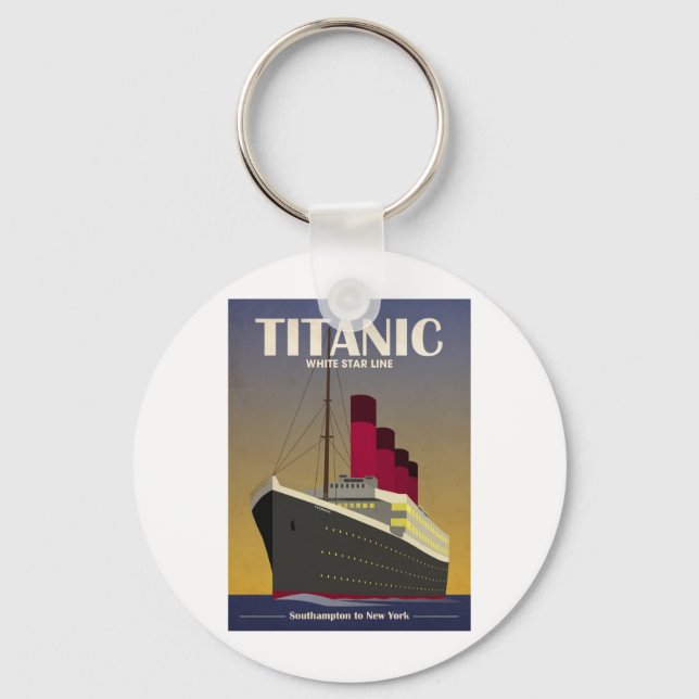 Titanic Ocean Liner Art Deco Print Key Ring (Front)