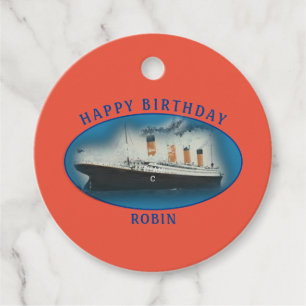 Titanic Orange Birthday Ship Favour Tags