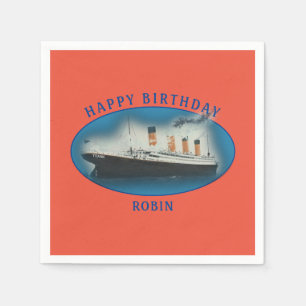 Titanic Orange Birthday Ship Napkin