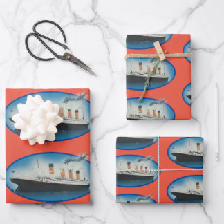 Titanic Orange Birthday Ship Wrapping Paper Sheet