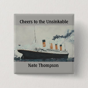 TITANIC PARTY 15 CM SQUARE BADGE