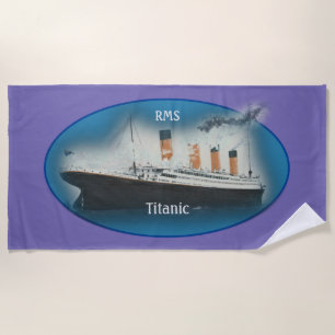 Titanic Purple Maritime White Star Line Ship Beach Towel