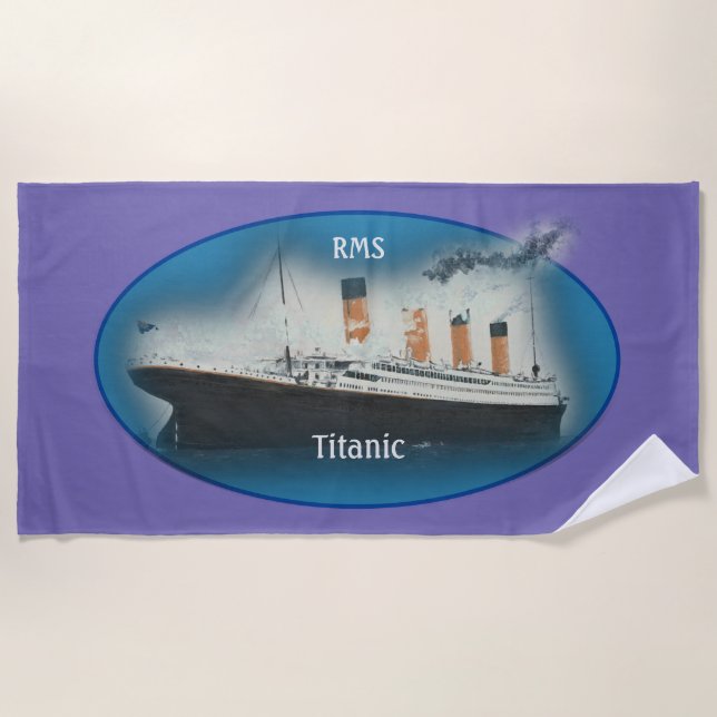 Titanic Purple Maritime White Star Line Ship Beach Towel (Front)