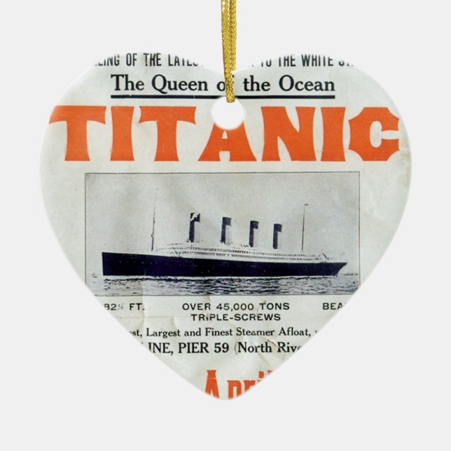 Titanic Queen Of The Ocean - White Star Line Ceramic Tree Decoration (Front)
