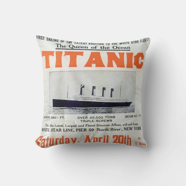 Titanic Queen Of The Ocean - White Star Line Cushion (Front)