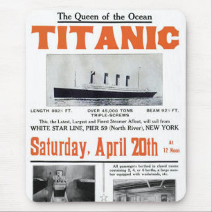 Titanic Queen Of The Ocean - White Star Line Mouse Mat