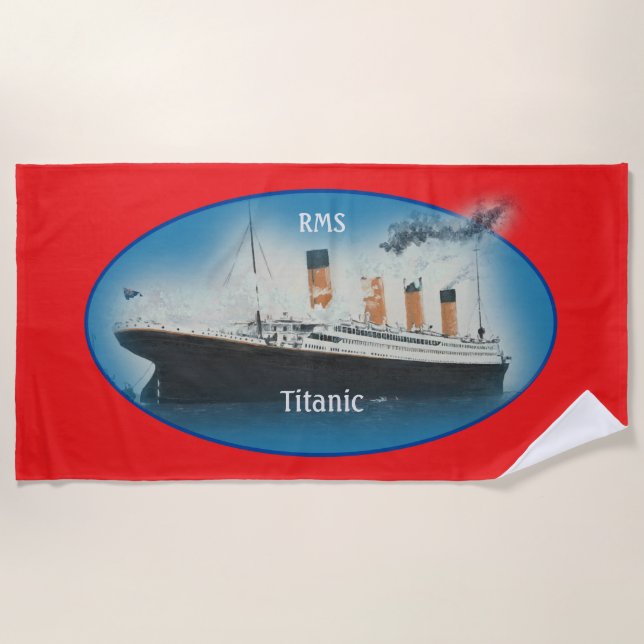 Titanic Red Maritime White Star Line Ship  Beach Towel (Front)
