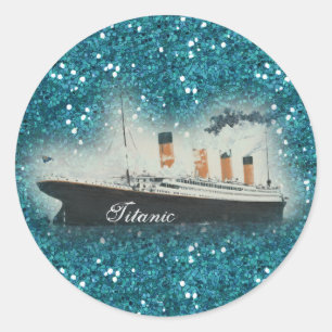 Titanic Sapphire Glitter White Star Line Ship Classic Round Sticker