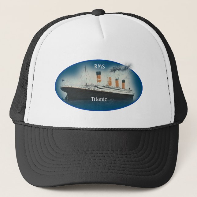 Titanic Sea Blue White Star Line Ship Trucker Hat (Front)