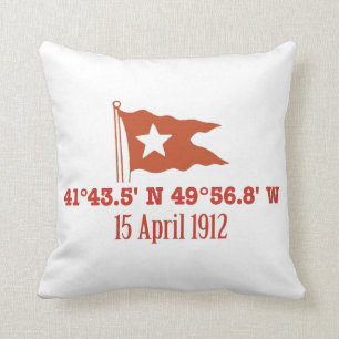 Titanic Sinking GPS Coordinates & White Star Flag Cushion