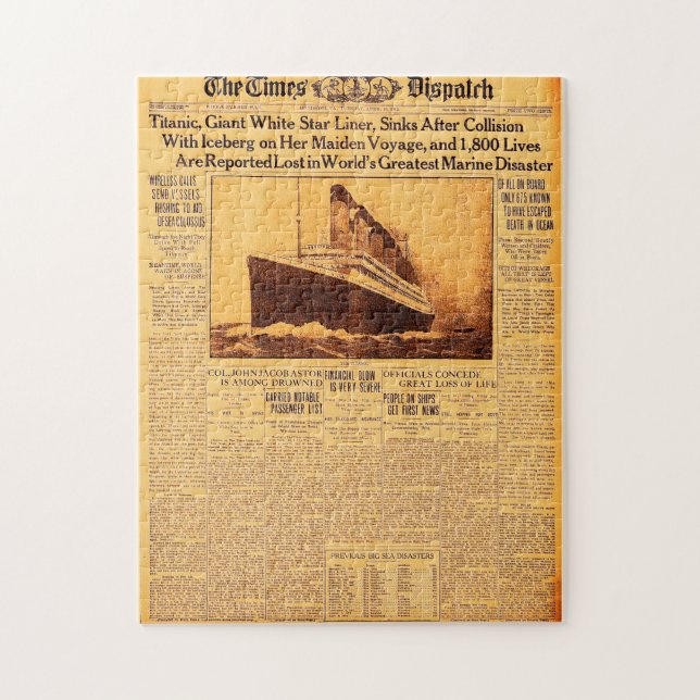 Titanic Sinks After Collision With Iceberg C1912 Jigsaw Puzzle (Vertical)