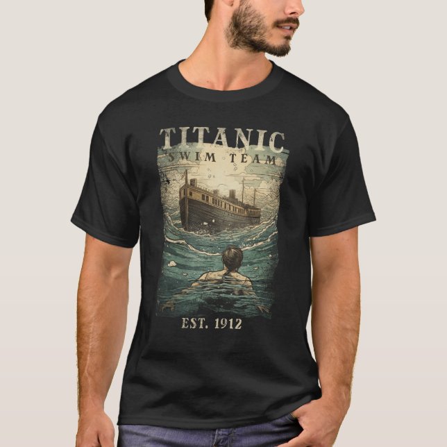 Titanic Swim Team Established 1912 RMS Titanic T-Shirt (Front)