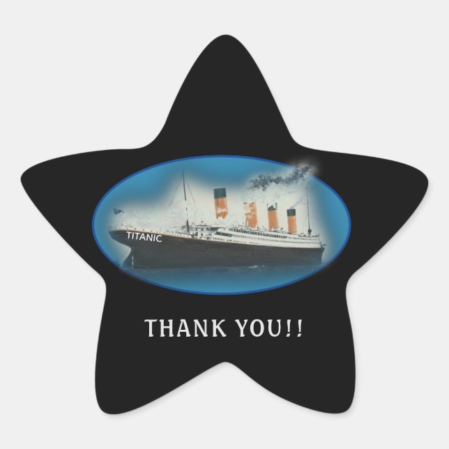 Titanic Thank You Black Favour Star Sticker (Front)