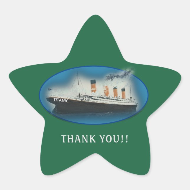 Titanic Thank You Green Favour  Star Sticker (Front)