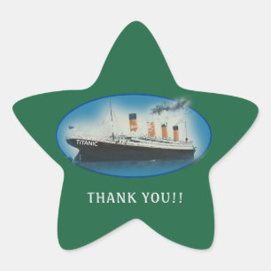 Titanic Thank You Green Favour  Star Sticker
