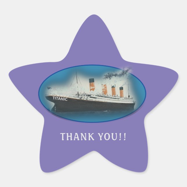 Titanic Thank You Purple Favour Star Sticker (Front)