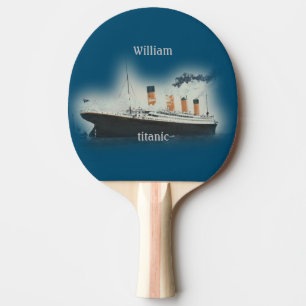 Titanic Vintage Dark Blue Sea White Star Line Ship Ping Pong Paddle