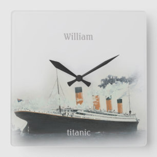 Titanic Vintage Iceberg Grey White Star Line Ship Square Wall Clock